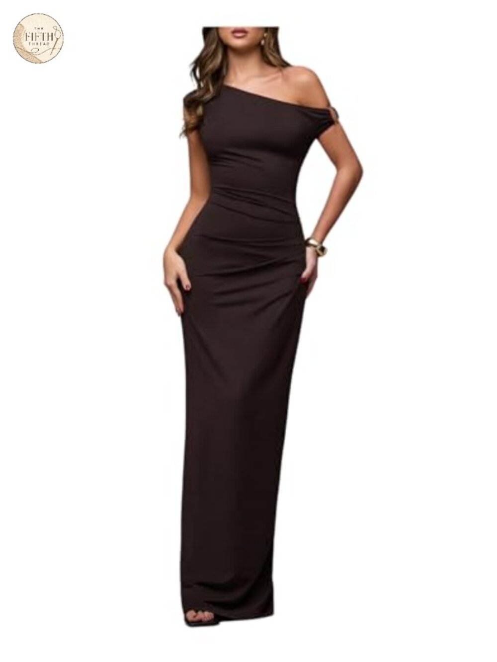 Off Shoulder Bodycon Maxi Dress Sleeveless Ruched Formal
